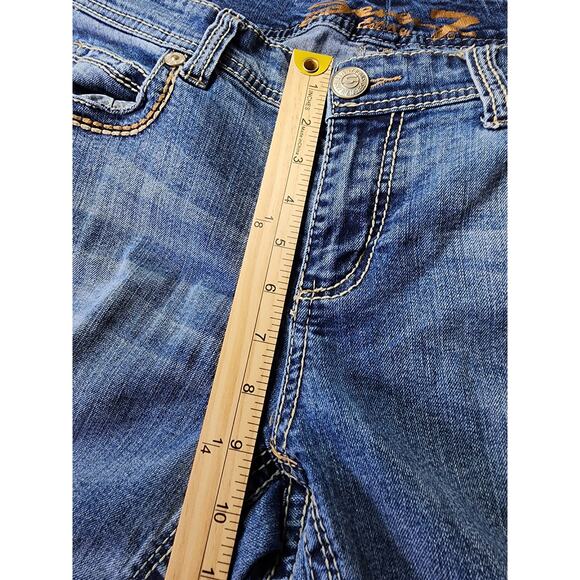 SEVEN7 Luxe Mid-Rise Western Embroidered Pocket Stitching Bootcut Jeans SZ 16 - Picture 8 of 11